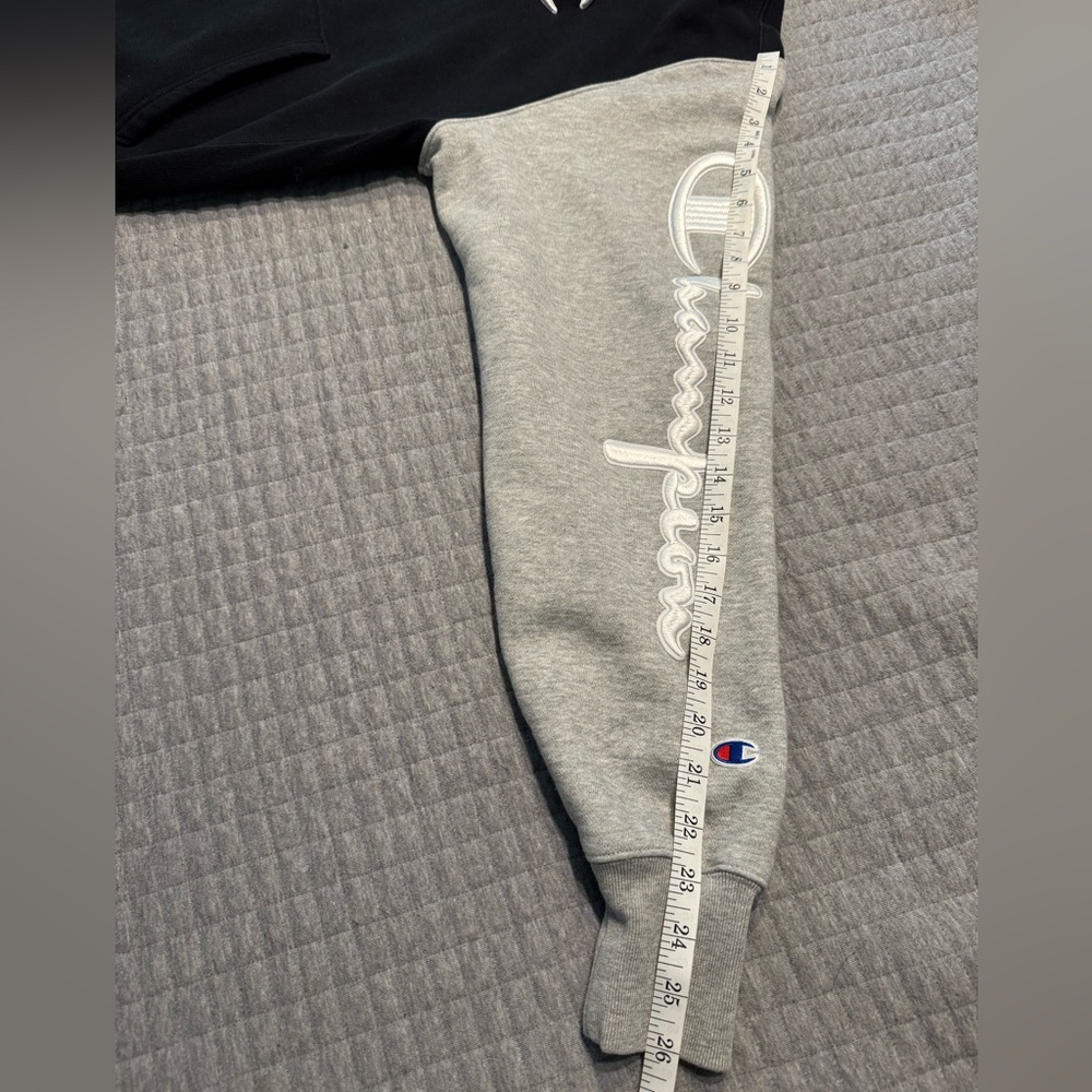 Champion Men's Reverse Weave Colorblock Black, Gray and White Hoodie. - Picture 11 of 12